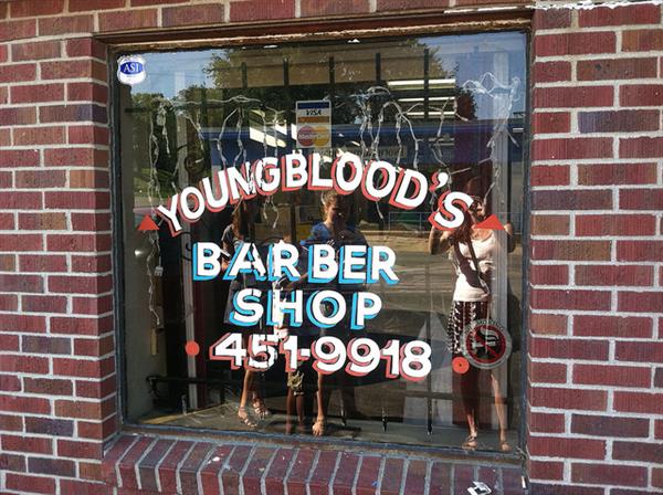 Exterior of Youngblood's Barber Shop